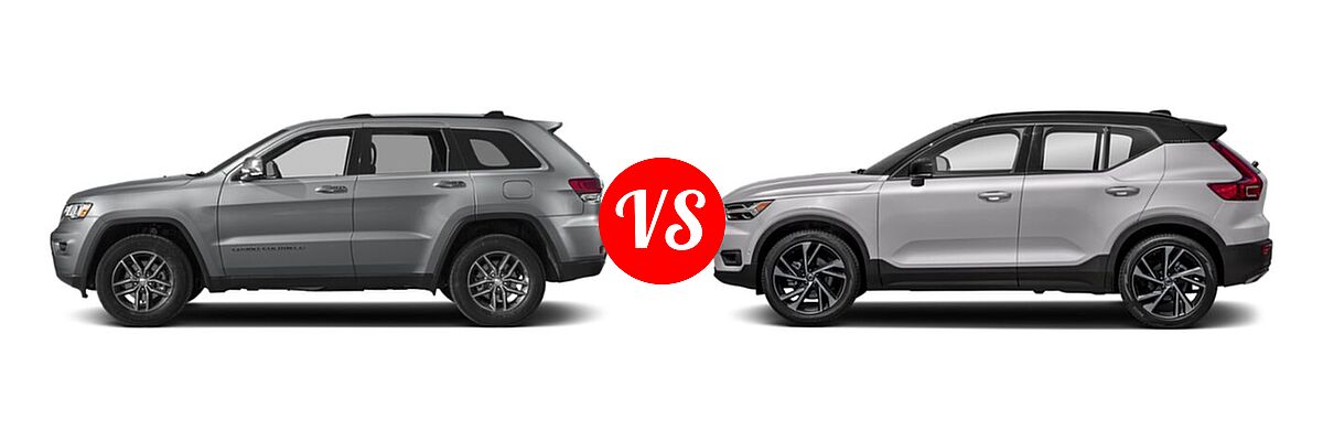 2019 Jeep Grand Cherokee SUV Limited X vs. 2019 Volvo XC40 SUV R-Design - Side Comparison