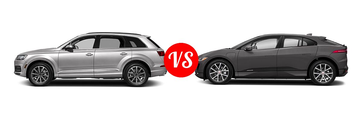 2019 Audi Q7 SUV Premium / Premium Plus / Prestige vs. 2019 Jaguar I-PACE SUV Electric First Edition / HSE / S / SE - Side Comparison