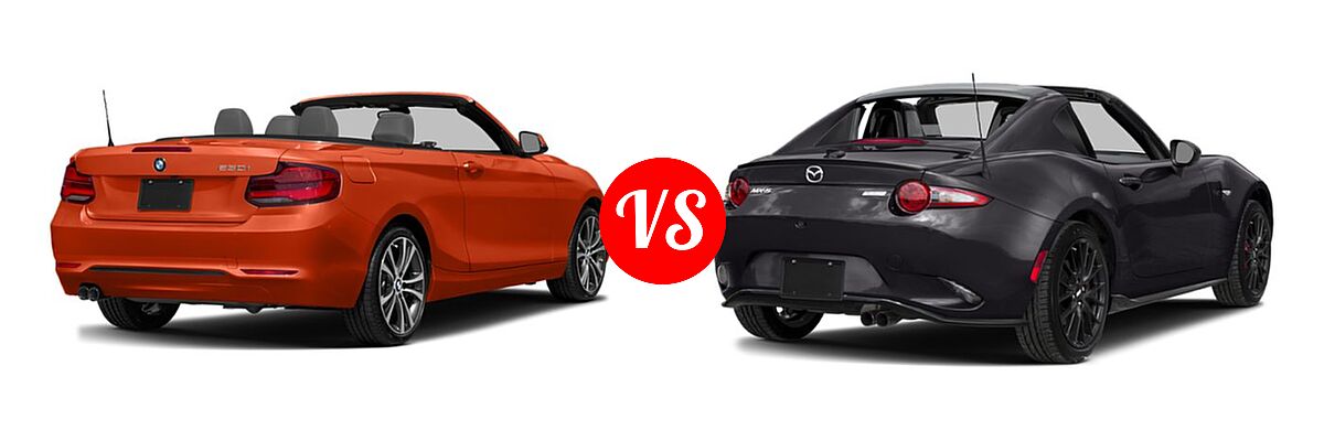 2019 BMW 2 Series Convertible 230i / 230i xDrive vs. 2019 Mazda MX-5 Miata RF Convertible Club - Rear Right Comparison