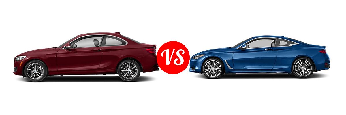 2019 BMW 2 Series Coupe 230i / 230i xDrive vs. 2018 Infiniti Q60 Coupe 2.0t LUXE / 2.0t PURE / 3.0t LUXE / SPORT - Side Comparison
