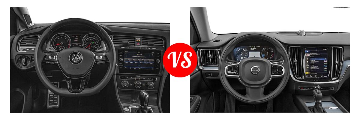 2019 Volkswagen Golf Alltrack Wagon Manual / S / SE / SEL vs. 2019 Volvo V60 Wagon Inscription / Momentum / R-Design - Dashboard Comparison