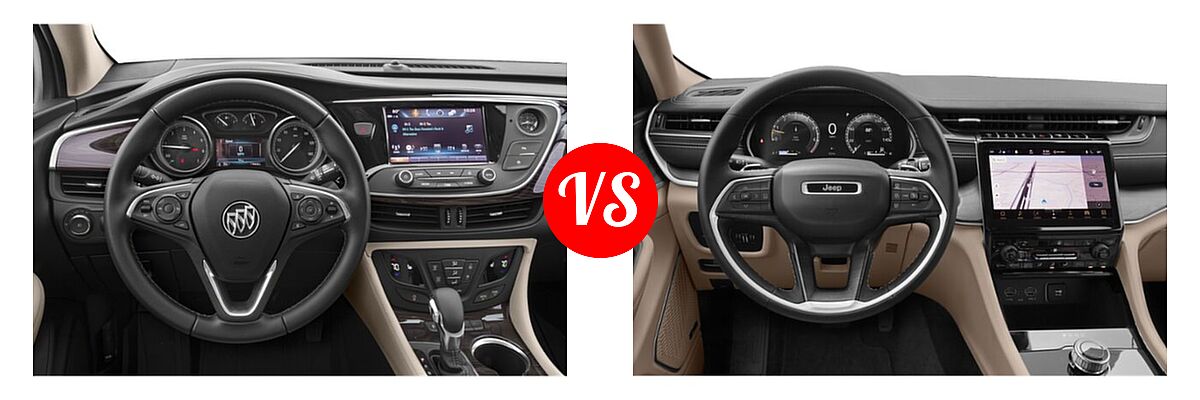 2019 Buick Envision SUV Essence / FWD 4dr / Preferred / Premium / Premium II vs. 2021 Jeep Grand Cherokee L SUV Altitude - Dashboard Comparison