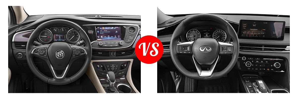 2019 Buick Envision SUV Essence / FWD 4dr / Preferred / Premium / Premium II vs. 2022 Infiniti QX60 SUV PURE - Dashboard Comparison