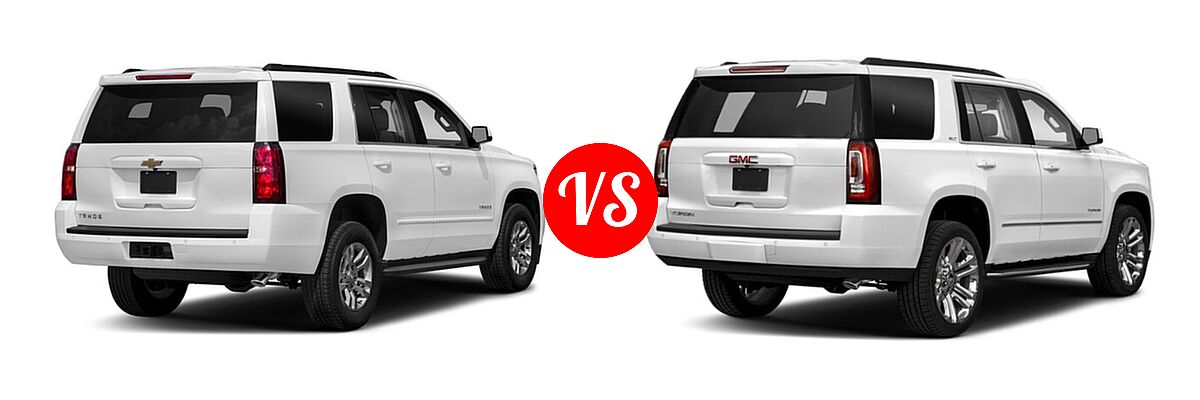2018 Chevrolet Tahoe SUV LS / LT vs. 2018 GMC Yukon SUV SLE / SLT - Rear Right Comparison