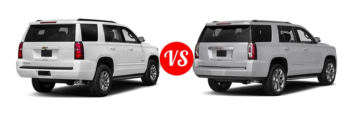 2018 Chevrolet Tahoe SUV LS / LT vs. 2018 GMC Yukon SUV Denali - Rear Right Comparison