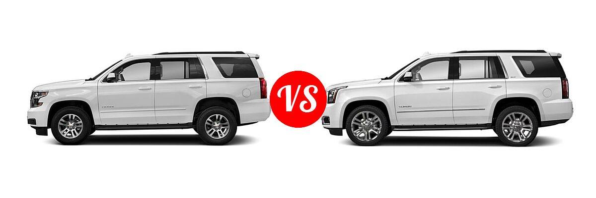 2018 Chevrolet Tahoe SUV LS / LT vs. 2018 GMC Yukon SUV SLE / SLT - Side Comparison