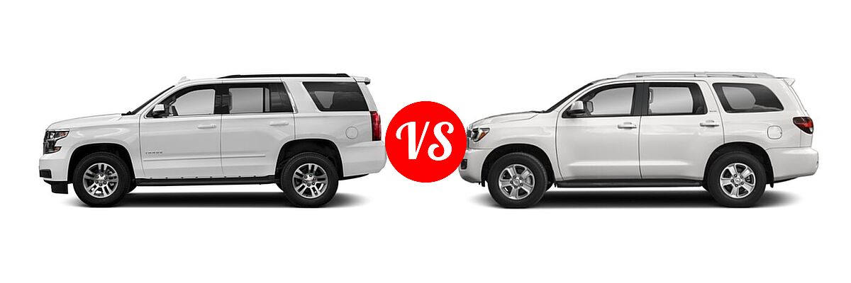 2018 Chevrolet Tahoe SUV LS / LT vs. 2018 Toyota Sequoia SUV Limited / Platinum / SR5 - Side Comparison