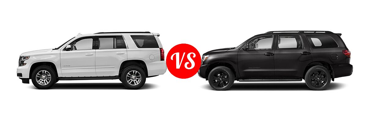 2018 Chevrolet Tahoe SUV LS / LT vs. 2018 Toyota Sequoia SUV TRD Sport - Side Comparison