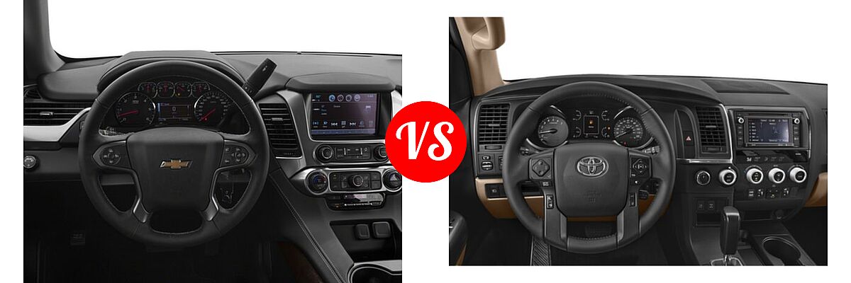 2018 Chevrolet Tahoe SUV LS / LT vs. 2018 Toyota Sequoia SUV Limited / Platinum / SR5 - Dashboard Comparison