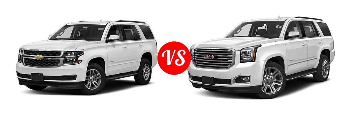 2018 Chevrolet Tahoe SUV LS / LT vs. 2018 GMC Yukon SUV SLE / SLT - Front Left Comparison
