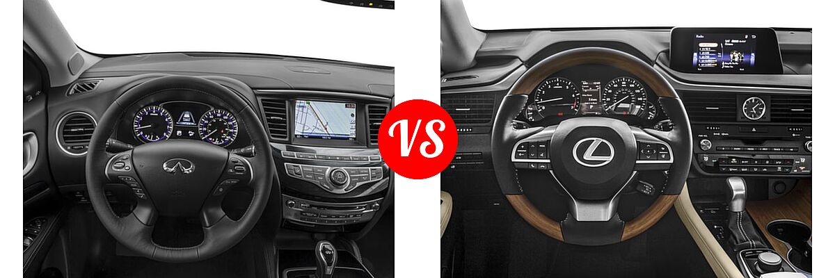 2018 Infiniti QX60 SUV AWD / FWD vs. 2018 Lexus RX 350 SUV RX 350 - Dashboard Comparison