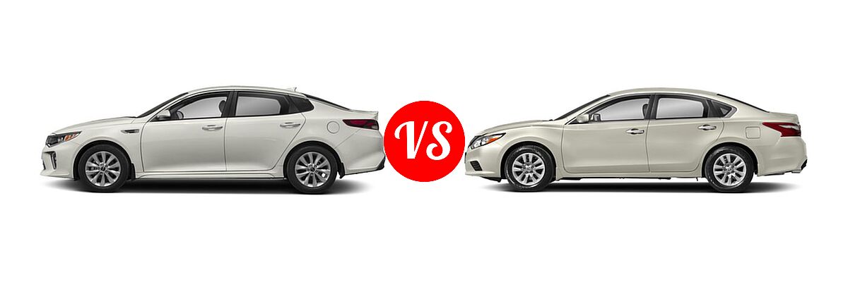 2018 Kia Optima Sedan S vs. 2018 Nissan Altima Sedan 2.5 S / 2.5 SL / 2.5 SR / 2.5 SV / 3.5 SL - Side Comparison