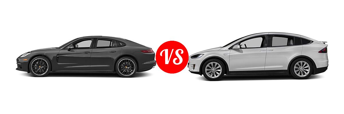 2017 Porsche Panamera Sedan Hybrid 4 / 4 Executive vs. 2017 Tesla Model X SUV 100D / 75D / 90D / P100D - Side Comparison