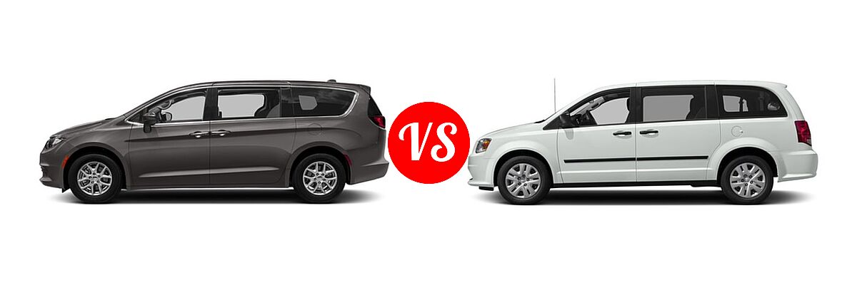 2018 Chrysler Pacifica Minivan L / LX vs. 2018 Dodge Grand Caravan Minivan SE / SE Plus / SXT - Side Comparison