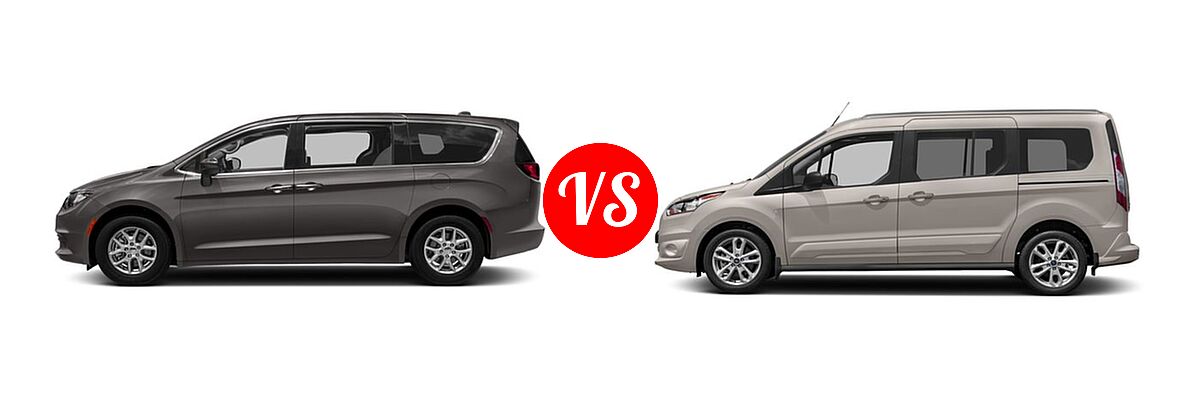 2018 Chrysler Pacifica Minivan L / LX vs. 2018 Ford Transit Connect Minivan Titanium / XL / XLT - Side Comparison