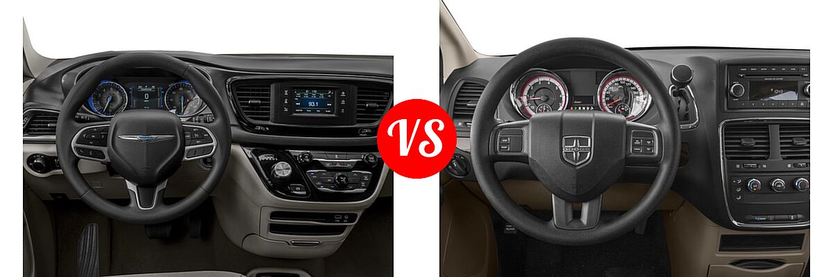 2018 Chrysler Pacifica Minivan L / LX vs. 2018 Dodge Grand Caravan Minivan SE / SE Plus / SXT - Dashboard Comparison
