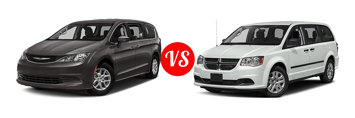 2018 Chrysler Pacifica Minivan L / LX vs. 2018 Dodge Grand Caravan Minivan SE / SE Plus / SXT - Front Left Comparison