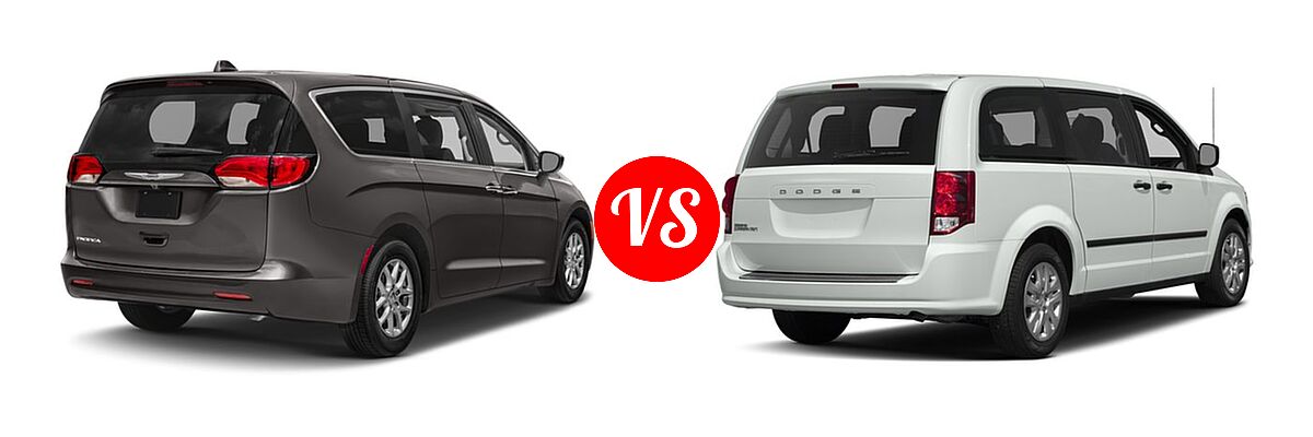 2018 Chrysler Pacifica Minivan L / LX vs. 2018 Dodge Grand Caravan Minivan SE / SE Plus / SXT - Rear Right Comparison