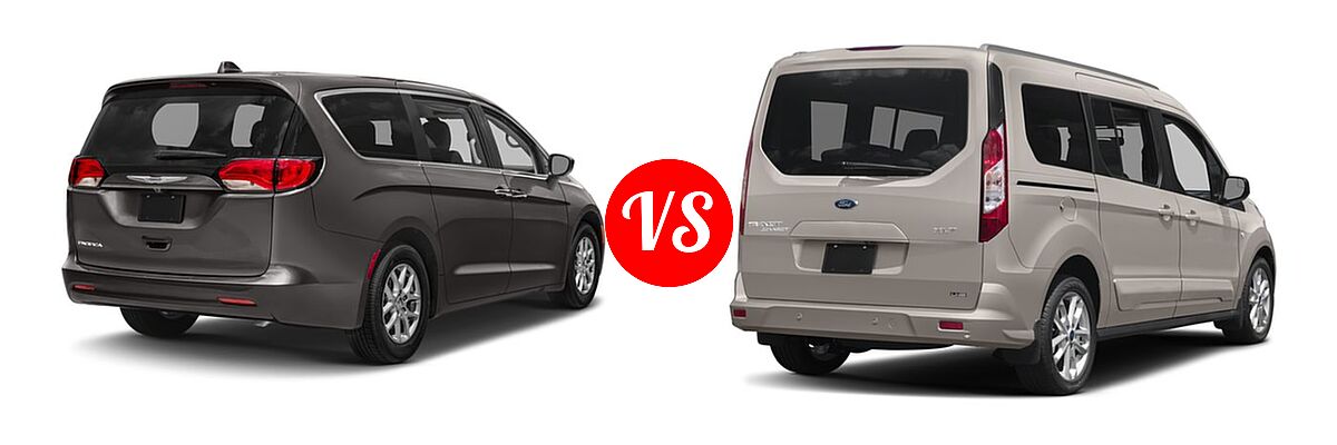 2018 Chrysler Pacifica Minivan L / LX vs. 2018 Ford Transit Connect Minivan Titanium / XL / XLT - Rear Right Comparison