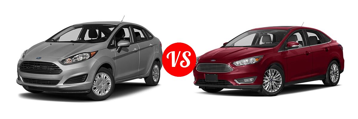 2018 Ford Fiesta Sedan S / SE vs. 2018 Ford Focus Sedan Titanium - Front Left Comparison