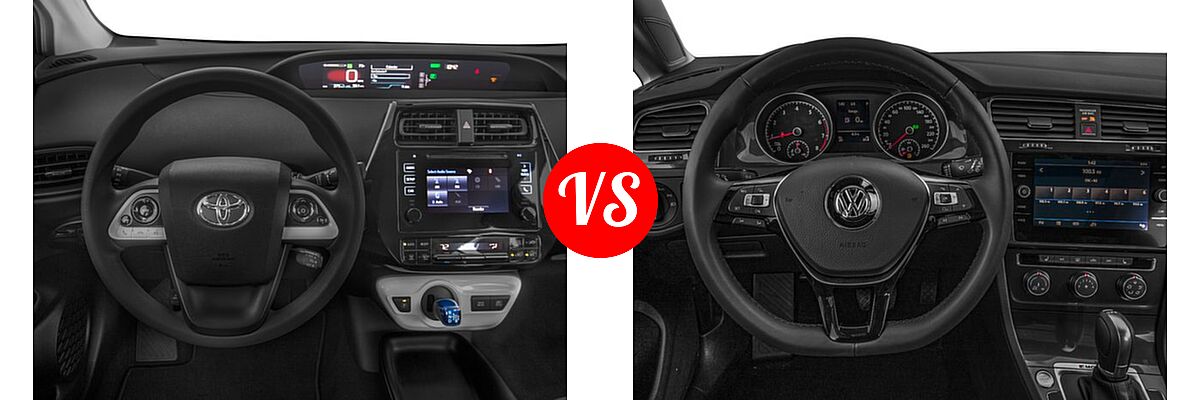 2018 Toyota Prius Hatchback Four / One / Three / Two vs. 2018 Volkswagen Golf SportWagen Hatchback S / SE / SEL - Dashboard Comparison