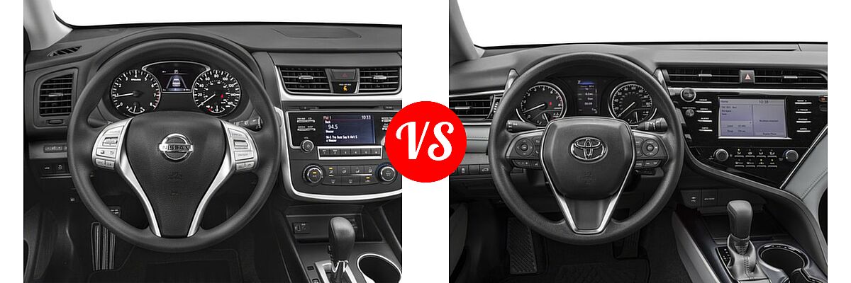 2018 Nissan Altima Sedan 2.5 S / 2.5 SL / 2.5 SR / 2.5 SV / 3.5 SL vs. 2018 Toyota Camry Sedan LE / XLE - Dashboard Comparison