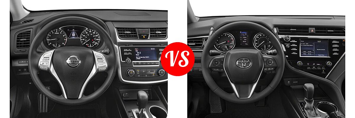2018 Nissan Altima Sedan 2.5 S / 2.5 SL / 2.5 SR / 2.5 SV / 3.5 SL vs. 2018 Toyota Camry Sedan SE / XSE - Dashboard Comparison