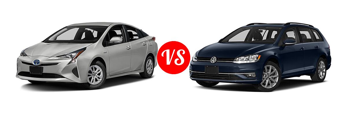 2018 Toyota Prius Hatchback Four / One / Three / Two vs. 2018 Volkswagen Golf SportWagen Hatchback S / SE / SEL - Front Left Comparison