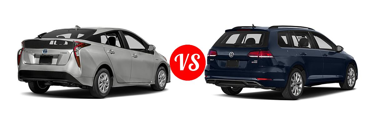 2018 Toyota Prius Hatchback Four / One / Three / Two vs. 2018 Volkswagen Golf SportWagen Hatchback S / SE / SEL - Rear Right Comparison