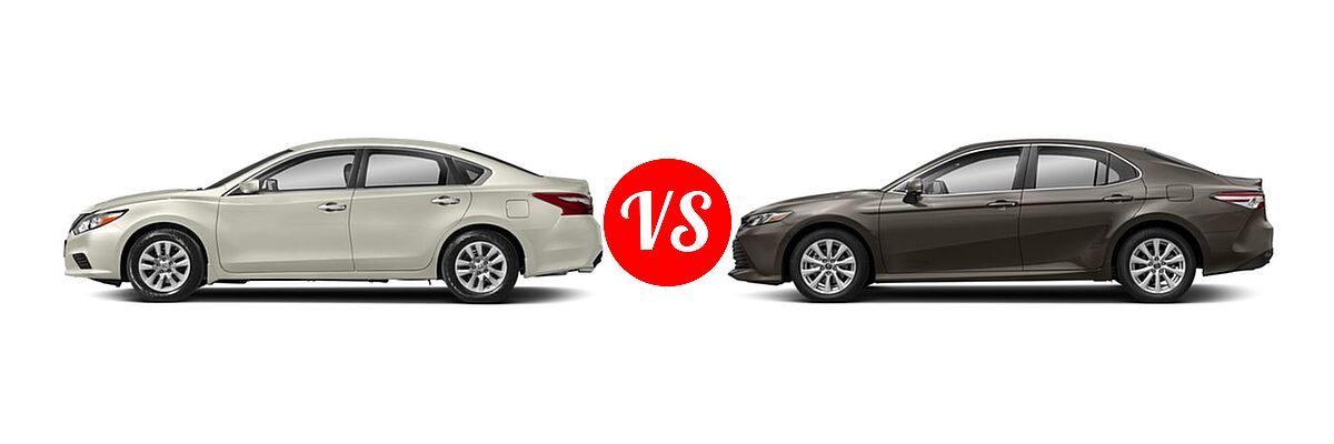 2018 Nissan Altima Sedan 2.5 S / 2.5 SL / 2.5 SR / 2.5 SV / 3.5 SL vs. 2018 Toyota Camry Sedan LE / XLE - Side Comparison