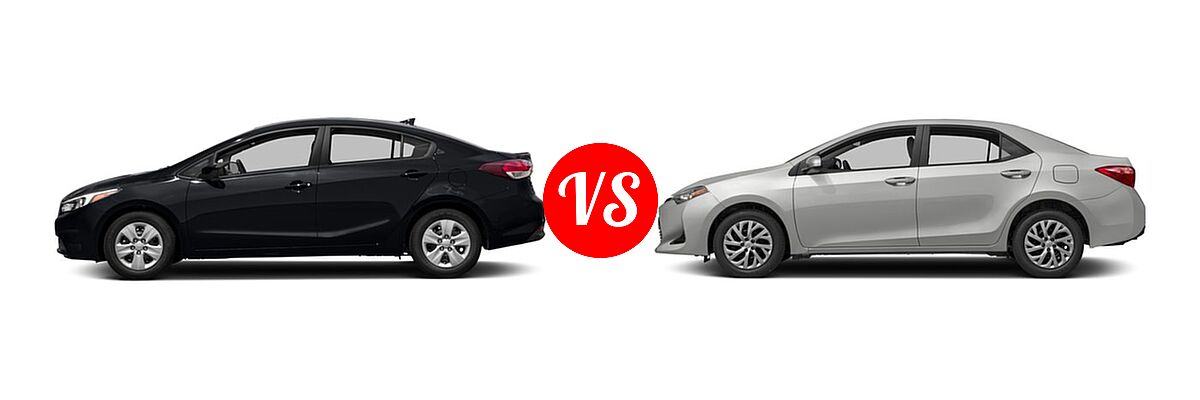 2018 Kia Forte Sedan EX / LX vs. 2018 Toyota Corolla Sedan L / LE / LE Eco / LE Eco w/Package 1 / XLE - Side Comparison