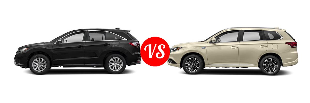 2018 Acura RDX SUV AWD vs. 2018 Mitsubishi Outlander PHEV SUV GT / SEL - Side Comparison