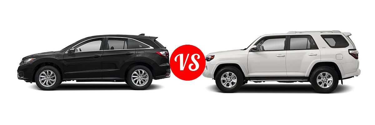 2018 Acura RDX SUV AWD vs. 2018 Toyota 4Runner SUV SR5 / SR5 Premium - Side Comparison
