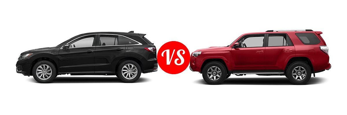 2018 Acura RDX SUV AWD vs. 2018 Toyota 4Runner SUV TRD Off Road Premium - Side Comparison