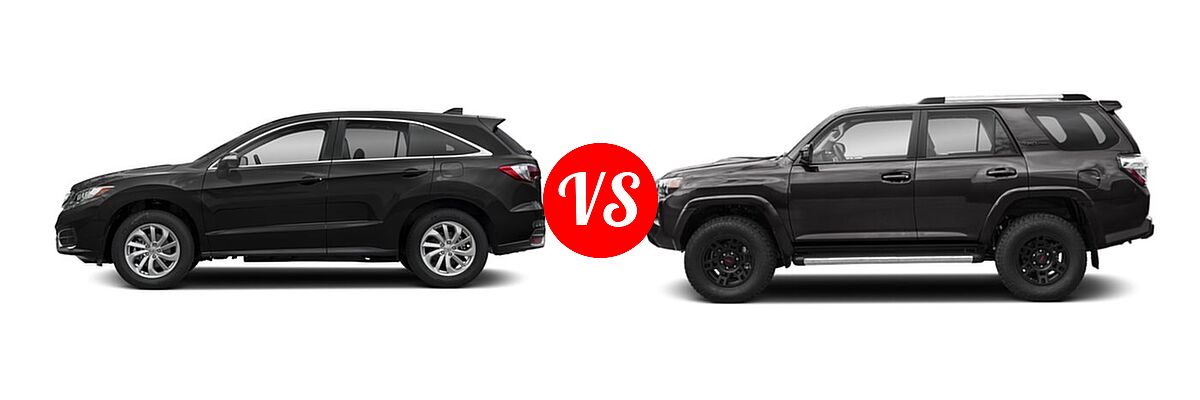 2018 Acura RDX SUV AWD vs. 2018 Toyota 4Runner SUV TRD Pro - Side Comparison