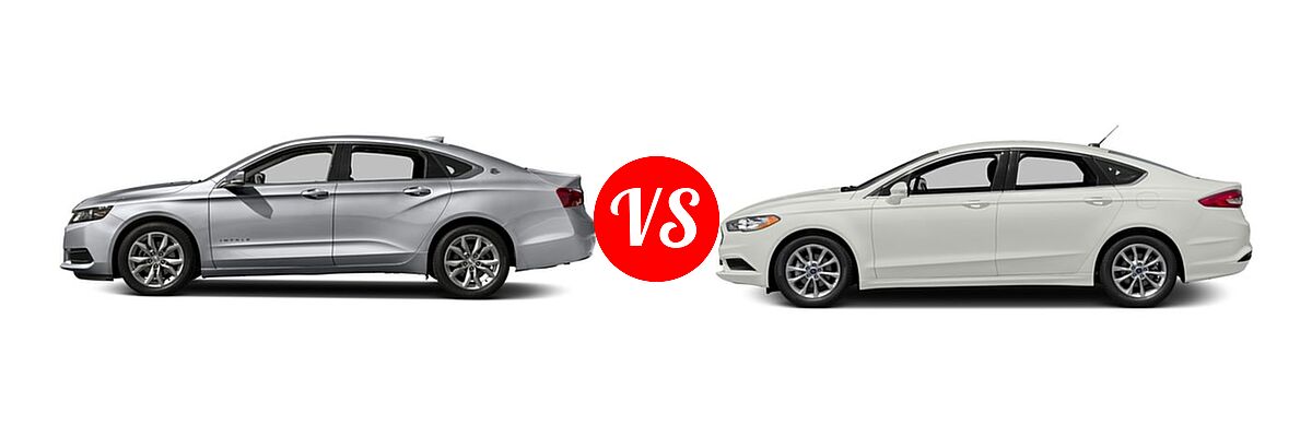 2017 Chevrolet Impala Sedan LS / LT vs. 2017 Ford Fusion Sedan S / SE - Side Comparison