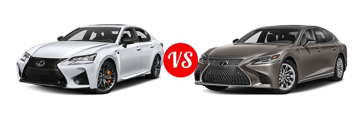 2018 Lexus GS F Sedan RWD vs. 2020 Lexus LS 500 Sedan LS 500 / LS 500 Inspiration Series - Front Left Comparison