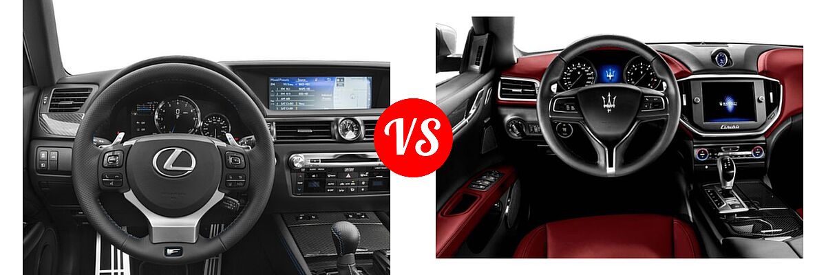 2018 Lexus GS F Sedan RWD vs. 2018 Maserati Ghibli Sedan GranLusso / GranSport / S / S GranLusso / S GranSport / S Q4 / S Q4 GranLusso / S Q4 GranSport - Dashboard Comparison