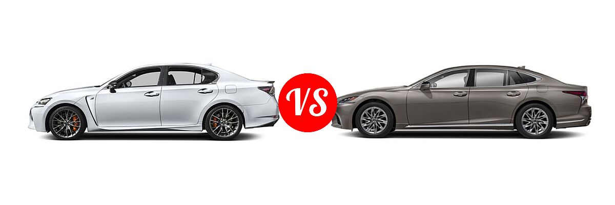 2018 Lexus GS F Sedan RWD vs. 2020 Lexus LS 500 Sedan LS 500 / LS 500 Inspiration Series - Side Comparison