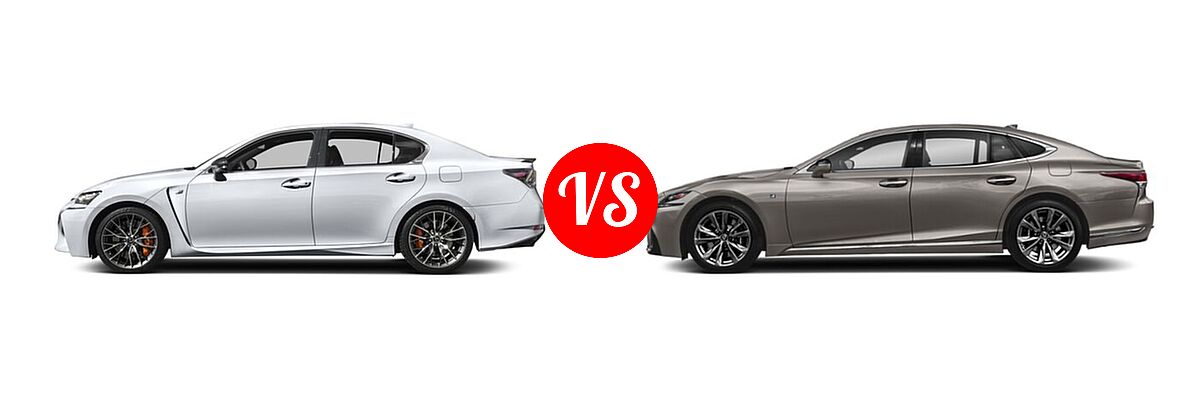 2018 Lexus GS F Sedan RWD vs. 2020 Lexus LS 500 Sedan LS 500 F SPORT - Side Comparison