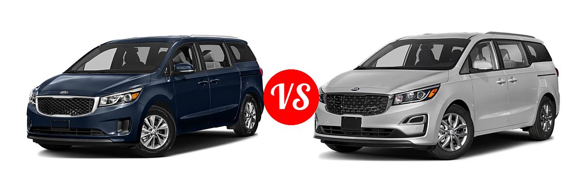 2018 Kia Sedona Minivan EX / L / LX vs. 2019 Kia Sedona Minivan EX - Front Left Comparison