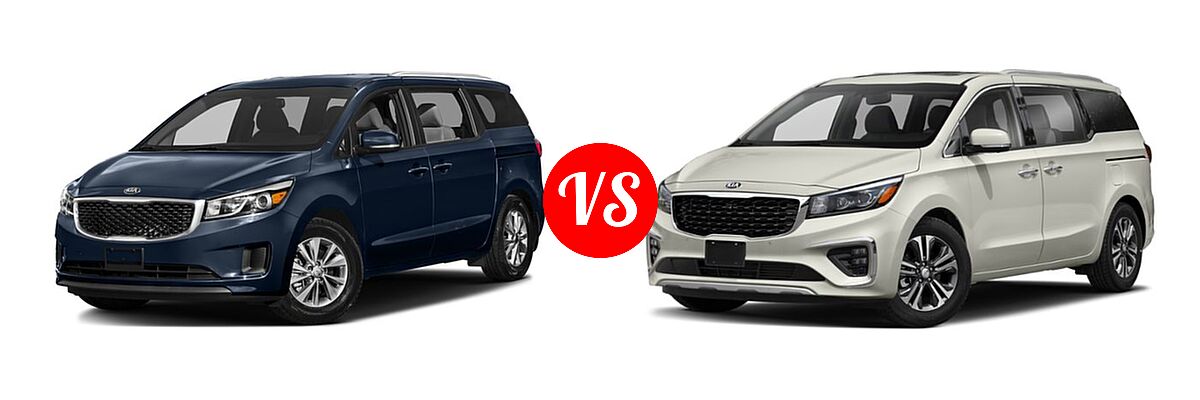 2018 Kia Sedona Minivan EX / L / LX vs. 2019 Kia Sedona Minivan SX - Front Left Comparison