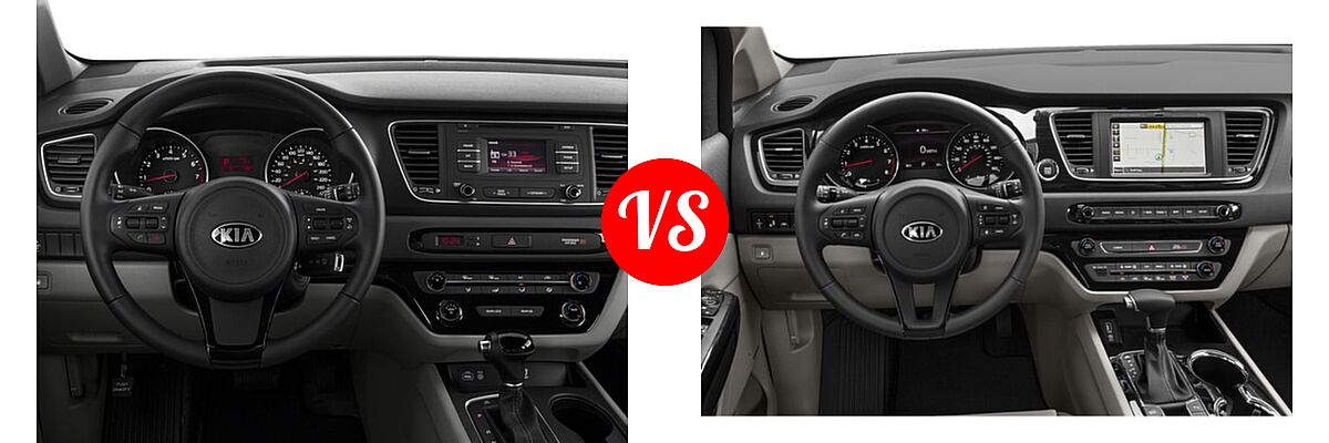 2018 Kia Sedona Minivan EX / L / LX vs. 2019 Kia Sedona Minivan SX - Dashboard Comparison