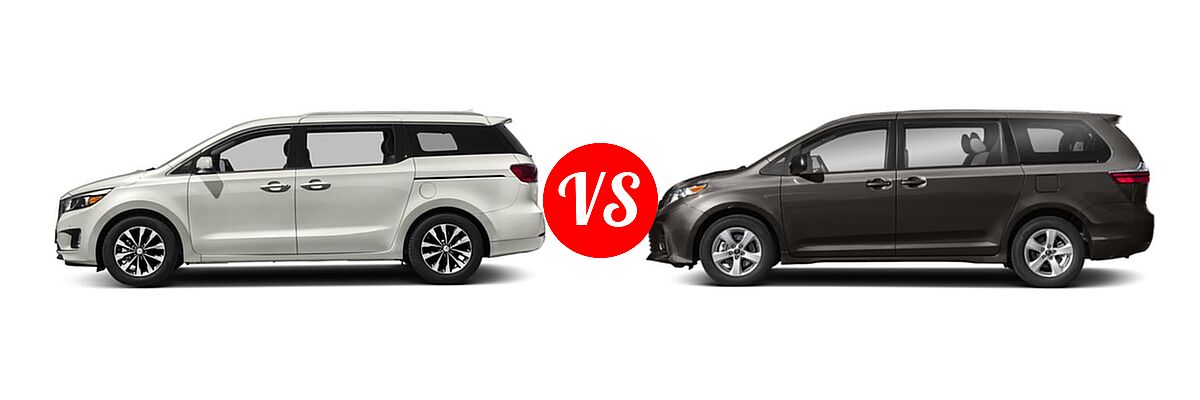 2018 Kia Sedona Minivan SX vs. 2018 Toyota Sienna Minivan L / LE / LE Auto Access Seat / Limited / Limited Premium / SE / SE Premium / XLE / XLE Auto Access Seat / XLE Premium - Side Comparison