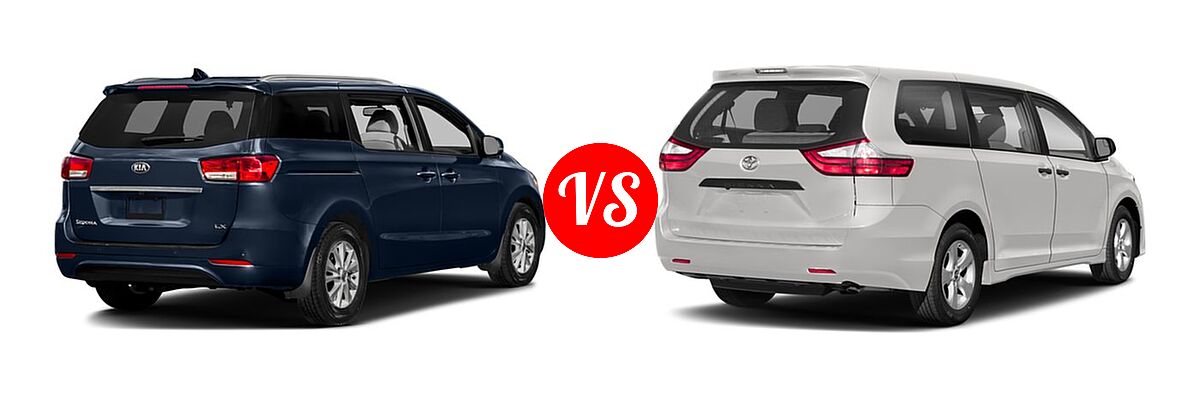 2018 Kia Sedona Minivan EX / L / LX vs. 2018 Toyota Sienna Minivan XLE - Rear Right Comparison