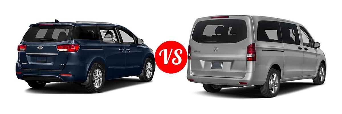 2018 Kia Sedona Minivan EX / L / LX vs. 2018 Mercedes-Benz Metris Minivan Worker - Rear Right Comparison