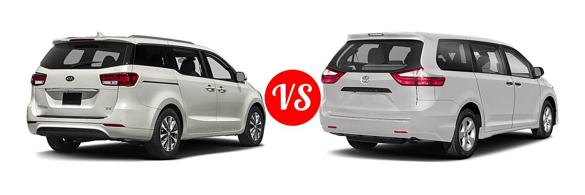 2018 Kia Sedona Minivan SX vs. 2018 Toyota Sienna Minivan XLE - Rear Right Comparison