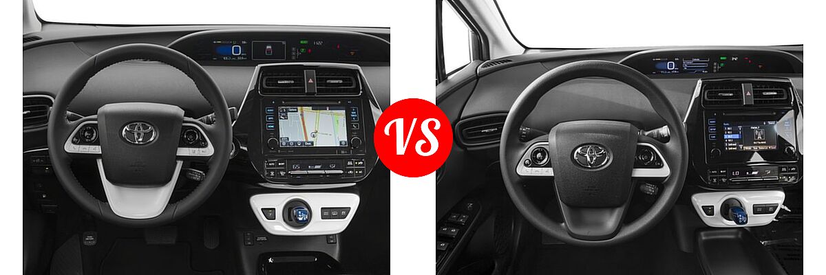2018 Toyota Prius Prime Hatchback PHEV Advanced / Plus / Premium vs. 2018 Toyota Prius Hatchback Two Eco - Dashboard Comparison