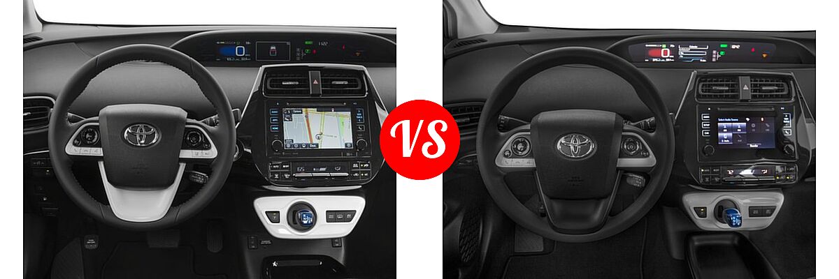 2018 Toyota Prius Prime Hatchback PHEV Advanced / Plus / Premium vs. 2018 Toyota Prius Hatchback Four / One / Three / Two - Dashboard Comparison