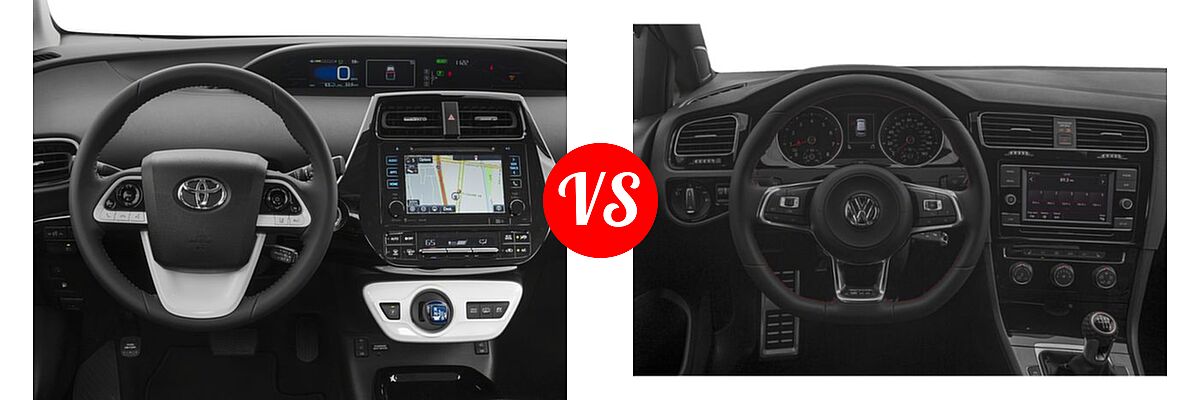 2018 Toyota Prius Prime Hatchback PHEV Advanced / Plus / Premium vs. 2018 Volkswagen Golf GTI Hatchback Autobahn / S / SE - Dashboard Comparison